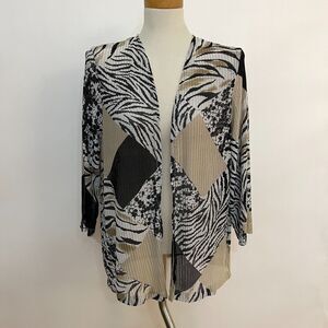 Alfred Dunner Women's Top Size Medium White Black Beige Open Front